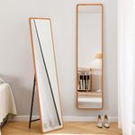 KAIHAOWIN Wood Frame Full Length Mirror, Wall Hanging and Freestanding Floor Mirror for Bedroom Dressing Room