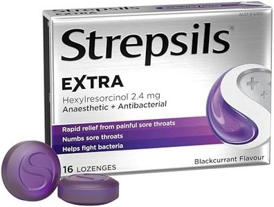 Strepsils Extra Blackcurrant Fast Numbing Sore Throat Pain Relief with Anaesthetic Lozenges, 16 Count