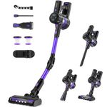 Cordless Vacuum Cleaner, 40KPa/450W/50Mins/3 Modes, Cordless Stick Vacuum with LED Display & Foldable Lightweight Design, Rechargeable Handle Cleaners for Home, Pet Hair, Carpet, Hard Floor(Purple)