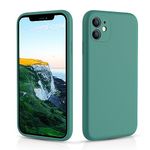 CALOOP Slim-Fit for iPhone 11 Case,Skin Soft Liquid Silicone,Sturdy Hard Frame Shockproof Cover with Anti-Scratch Microfiber Lining,Full Protection for Screen and Lens,6.1 inch(Pine Green)