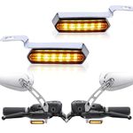 Rich Choices Motorcycle Sequential LED Turn Signals, Chrome Flowing Handlebar Marker Light Motorcycle Mini Blinkers Compatible with Harley Dyna Sportster 883 XL1200 Road King Softail, CB13037