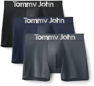 Tommy John Men's 360 Sport Micro 4" Trunk Underwear, 3-Pack, Black/Turbulence/Dress Blues, XXL