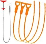 Forliver Snake Drain Hair Drain Clog Remover Cleaning Tool Pipe Snake Shower drain with 25 Inch 3 Packs Plastic sink snake & 1 Pack Drain Relief Tool for Kitchen Sink Bath Tub Bathroom(3+1)