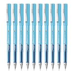 Hauser Sonic 0.55mm Gel Pen Box Pack | Attractive Foiled Body | Stylish Metal Clip | Refillable & Waterproof Gel Ink | German Technology For Smooth & Effortless Writing | Blue Ink, Set of 10 Gel Pens