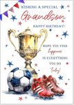 doodlecards Grandson Birthday Card Footballer's Trophy Medium Size with Plain Envelope