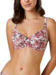 Triumph Minimizer Bra for Women Wired Non Padded Floral Bra My Flower Minimizer Series Full Coverage Soft Microfiber Lingerie High Center Bridge Supportive Grey 38C Pack of 1