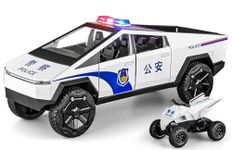 DUNGRANI ENTERPRISE Tesla Police Truck 1:24 Diecast Scale Model Alloy Metal Pull Back Toy car for Kids with Openable Doors & Light, Music Toy Vehicle for Kids - Colors as Per Stock (Design 17)