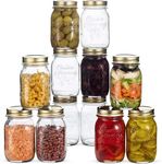 Bormioli Rocco Quattro Stagioni Small Glass Mason Jars, 17 Ounce Jars 12-Pack, with Metal Airtight Lid, For Jam, Jelly, baby food, Crafts, Spices, Dry Food Storage, Wedding favors, Decorating Jar.