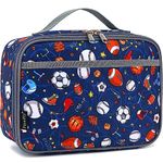 FlowFly Kids Lunch box Insulated Soft Bag Mini Cooler Back to School Thermal Meal Tote Kit for Girls, Boys,Football