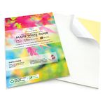 100 Sheets A4 Matte White Printable Sticker Paper | Inkjet & Laser Self Adhesive White Sticky Labels | Make Your Own Stickers, Arts & Craft, Cutter Plotter, Product Labels | Strong Sticky Back Paper