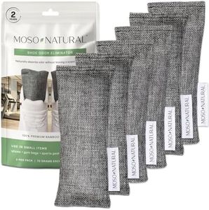 Moso Natural Shoe Deodorizer Insert (3 Pack) Charcoal Odor Absorber for Shoes, Boots, Gym Bag | Unscented Shoe Odor Eliminator | Air Purifying Bags (Two Per Pack. 6 Total)