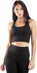 90 Degree By Reflex Lux Moisture Wicking Sports Bra, Black, Large