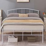 VECELO 14 inch Queen Bed Frame White Beds Metal Platform Mattress Foundation with headboard Footboard Steel Slat Support/No Box Spring Needed/Easy Assembly