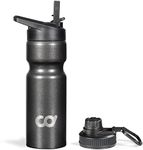 CyclingDeal Bicycle Stainless Steel Vacuum Insulated Water Bottle with Two Lids - 18oz/500ml Double Wall BPA Free Cycling Water Bottle for Hot & Cold Beverages - with Leakproof Straw Lid & Chug Lid