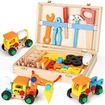 Vanplay Wooden Toys Kids Tool Set Pretend Play Toy Kids Tool Kit Kids Toys for 3 4 5 Years Old Boys Girls Gifts (53 PCS)