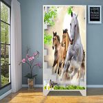 WallDaddy Self Adhesive Almirah Stickers, Wall Stickers, Decorative Sticker Wallpaper for Home Wardrobe Doors (Racing Horse Almirah) PVC Vinyl Size Large (39 x 84 Inch)