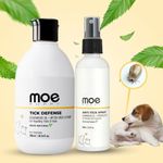 Moe Tick Defence Shampoo 300ml, Anti-Tick Spray for Dogs & Cats 100ml | Dog tick and flea Remover | Dog Shampoo for Ticks and Dog tick flea Spray | for Cats & Dogs | Repel Ticks