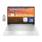 HP 15.6" FHD Laptop Computer, Intel i5-1135G7, 8GB DDR4 RAM, 256GB PCIe SSD, Intel Iris Xe Graphics, HD Webcam, Stereo Speakers, Windows 11, Silver, 32GB USB Card