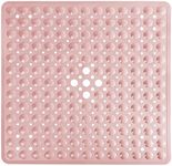 Yimobra Square Bath Shower Tub Mat for Bathroom, Non Slip Bathtub Mats with Suction Cups, Drain Holes, Machine Washable, 21 x 21 Inches, Pink