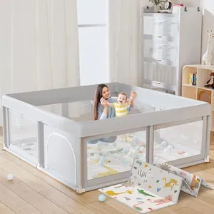 Baby Playpen with Mat Small Playpen Play Pin for Babies and Toddlers 50 x 50 inch Baby Fence Playards Nursery Furniture Set