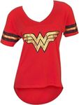 Bioworld Wonder Woman Juniors Foil Logo Tee Shirt Red