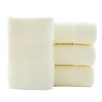 Pidada Hand Towels Set of 4 100% Cotton Absorbent Soft Towel for Bathroom 13.8 x 29.5 Inch (Ivory)