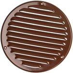 EUROPLAST Ø 6 inch Metal Air Vent Cover with Insects Screen Mesh - Brown Register Vent Cover - Supply and Air Return Vent Cover Outside and Inside Use - Round Vent Cover Wall