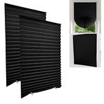 Maritown 2Pack No Drill Blinds- Stick on Blinds for Windows Blinds No Drilling, Temporary Blinds for Windows Light Filtering Privacy Protection,Easy Fit Install(with 4 Clips) (Black, 60 * 150CM)