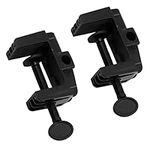 2 Pcs Desk Clamp Work Light Mounting Bracket Heavy-Duty Plastic Table Mounting Clamp for Desk Lamp, Magnify Lamp, Tablet Holder, Etc, Black (65)