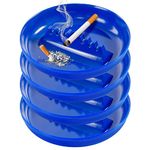 Grovind Plastic Ashtrays for Cigarettes and Cigars, Indoor Outdoor Ash Tray Large Size Tabletop Ashtray Decor for Home Office Restaurant Patio Bar - 4 Pack (Blue)