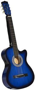 Soozier 38 Inch Electric Guitar, Full Size Classical Acoustic Premium Gloss Finish with Strings, Picks, Shoulder Strap and Case Bag - Blue