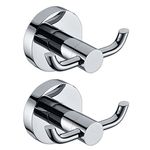 2pcs Stainless Steel Towel Holder Hooks Brass Chrome Door Bathroom Robe 2 Hook Hat Clothes Wall Door Hanger