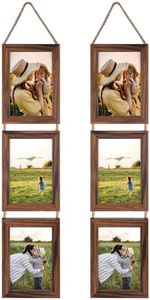 EYMPEU Cadres Photo 10x15 Marron Collage Triple Ensemble Suspendu, 6 Cadres 10x15 Rustique Verticaux pour Afficher Des Photos, Des Postales, Des Affiches