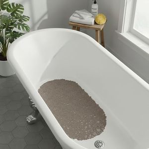 Bubbles Non-Slip Oval Bathtub Mat Solid Taupe 28 L x 15 W