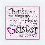 HmHome Sister Gift Thanks for all the things you do i'm so lucky to have a sister like you