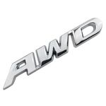 Silver AWD Metal Logo Symbol Car Decal 3D Sticker Badge for All Wheel Drive, SUVs and Off-Road 4x4 Tailgate