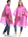 Pivalo EVA Poncho Raincoat Transparent Hooded Water Resistant Rain Jacket with Sleeves for Women Men Camping Rainy Season Travel - Pink