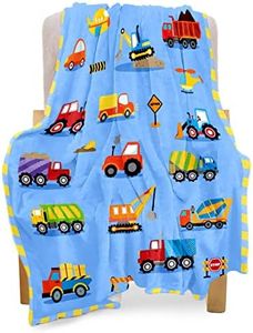 BOOPBEEP Construction Toddler Blanket for Boys Girls Lightweight Baby Kids Blanket Cute Soft Small Truck Car Blankets Comfy Fleece Flannel Plush Blue Throw Blankets Gifts 40x50