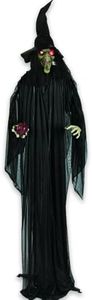 Fun Express Standing Witch with Red Apple Halloween Decoration - Lights up and Makes Sound - Scary Home Decor