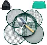 Soil Sifter, 12" Fine Mesh Green Soil Sifter for Gardening, Compost Sifter with 4 Interchangeable Filter Mesh Sizes 3,6,9,12mm and Shovel, Soil Sieve for Sand Rocks Dirt Compost