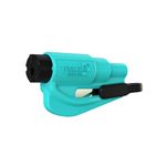 RESQME The Original Emergency Keychain Car Escape Tool, 2-in-1 Seatbelt Cutter and Window Breaker, Made in USA, Teal-Compact Emergency Hammer