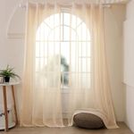 Story@Home Sheer Curtains 8 Feet Long Set of 2 | Net Semi Transparent Curtain | Solid Printed | Semi Long Door Curtain for Living Room, Bedroom | (118 X 242 cm, Beige)