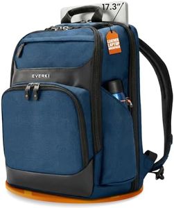 EVERKI Onyx Premium Business Executive Laptop Backpack – Ballistic Nylon & Leather Office Laptop Bagpack, Office Backpack, Business Computer Bag, Dedicated Compartment up to 17.3" (EKP132S17N), Navy