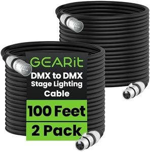 GearIT DMX to DMX Stage Lighting Cable (100 Feet, 2-Pack) DMX Male to Female (XLR Compatible) 3-Pin Balanced Shielded for DJ LED Moving Head Par Light, Mic Mixer, Recording Studio, Podcast - 100ft
