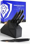 DALSTRONG Knife Block Set - 5-Piece Set - Shadow Black Series - Black Titanium Nitride Coated - High Carbon - 7CR17MOV-X Vacuum Treated Steel- Sheath - NSF Certified