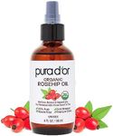 PURA D'OR Organic Rosehip Seed Oil, 100% Pure Cold Pressed USDA Certified All Natural Moisturizer Facial Serum For Anti-Aging, Acne Scar Treatment, Gua Sha Massage, Face, Hair & Skin, Women & Men, 4oz