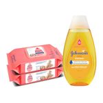 Johnson's Baby Skincare Wipes With Lid, 72s Twin Pack & Johnson's Baby No More Tears Shampoo 200ml