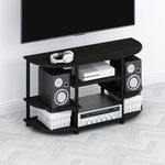 Furinno TOMI TV Stand, Corner Entertainment Center, TV Console for TV up to 46 Inch, with Shelves, Easy Assembly, for Living Room, Bedroom, Espresso