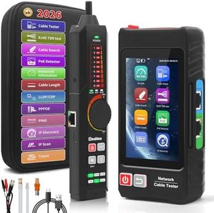 Multifunction RJ45 Network Caber Tester, 4" IPS Touch Screen UTP Cable Tester,Rechargeable Ethernet Cable Tracer,Support Network Tools, POE++ Detect,Cable Length Meter,RJ45 TDR Test, NCV,PD Power,FTP