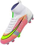 SNELIENIAO Men's Soccer Boots TF/AG Cleats Indoor Turf Hightop Football Cleats Outdoor Youth Soccer Sneaker for Training Athletic (Red Ag, 10.5)